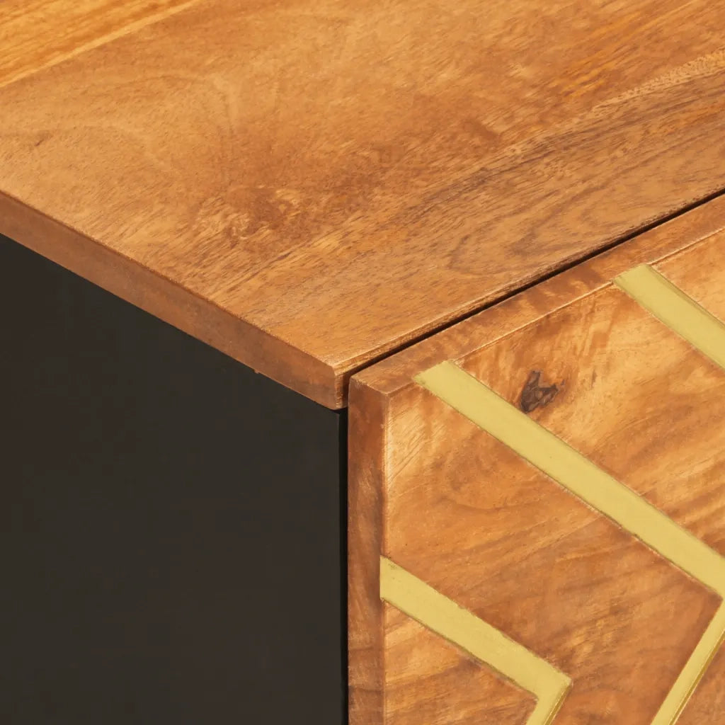 Tavolino da Salotto-Tavolino da soggiorno-Tavolo Marrone e Nero 100x54x40 cm Legno di Mango