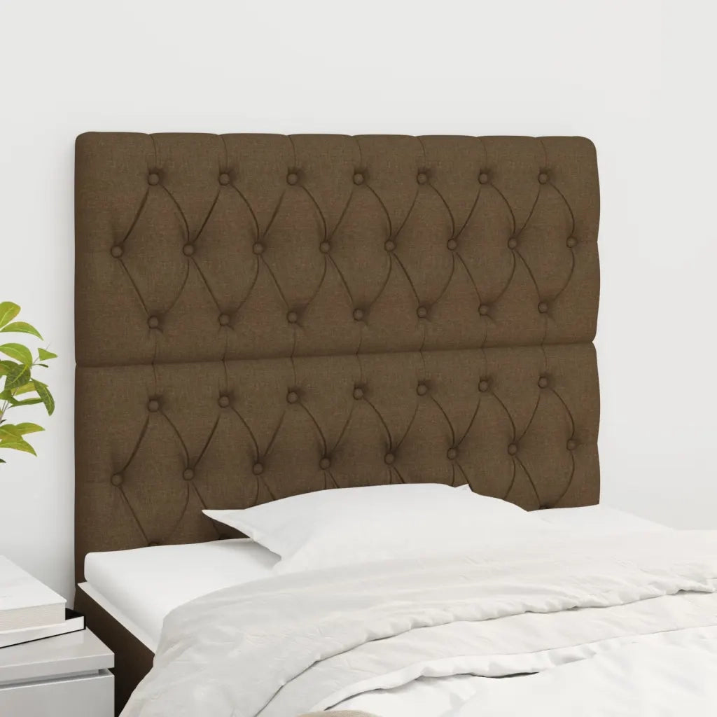Testiera-Testata-Testiera Decorativa Marrone Scuro 100x7x118/128 cm Tessuto