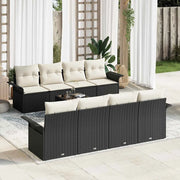 Set Divano da Giardino 9 pcs Nero Poly Rattan