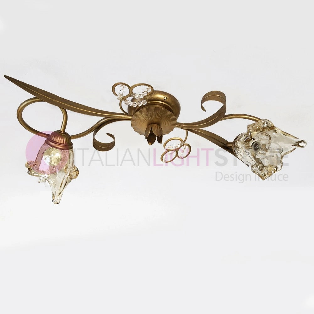 SOFIA Lampada a Parete e Soffitto Plafoniera 2 Luci Stile Classico Rustico