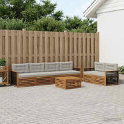 Set di divani da esterno 7 pz Naturale e Grigio Chiaro 3383054