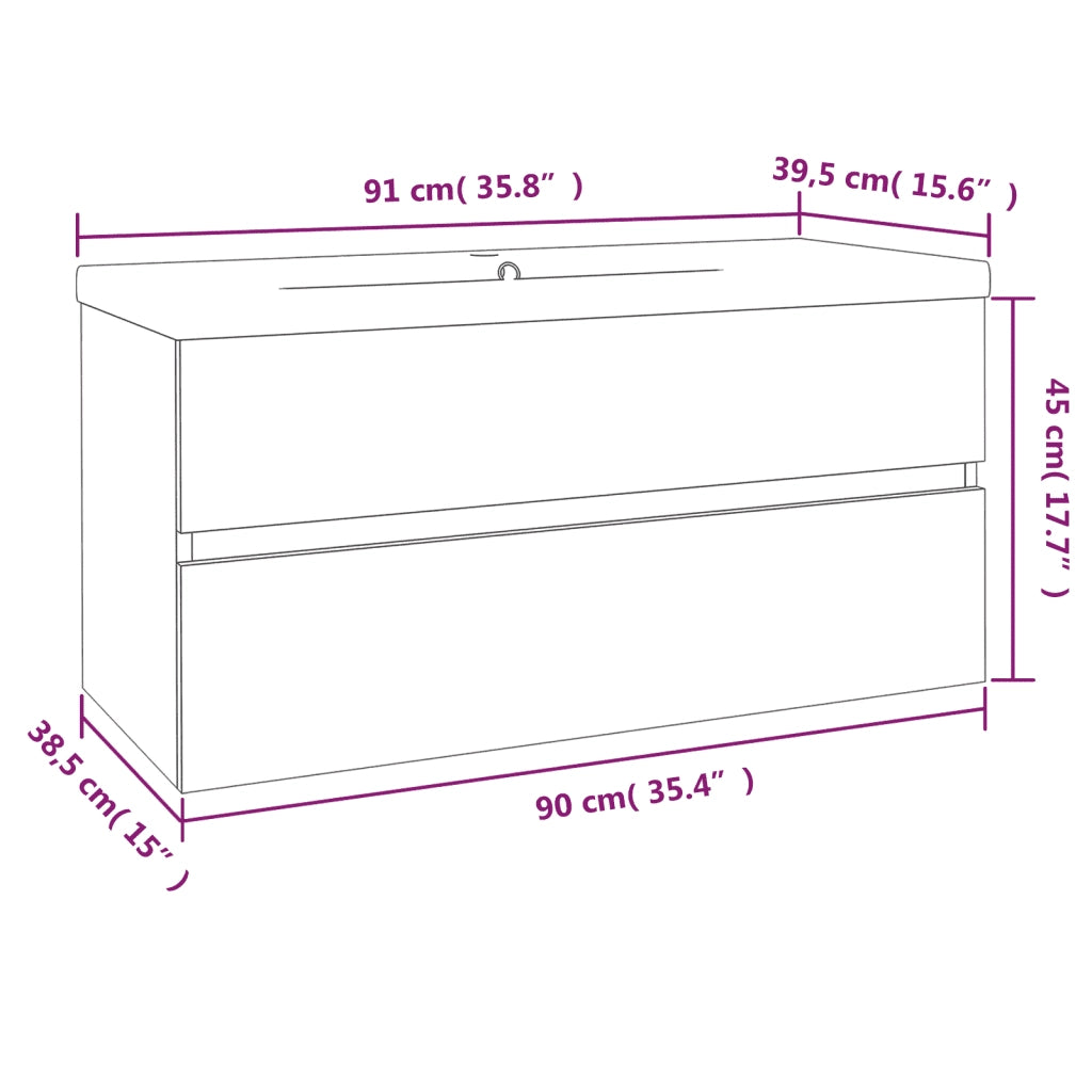 Mobile Bagno con Lavabo Integrato-Lavandino-Lavabo Rovere Fumo Legno Multistrato 744297