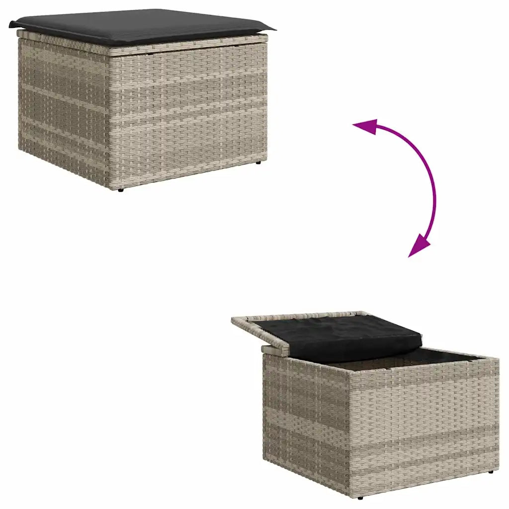 Set di divani con cuscino 5 pz | Set Salotto da Giardino Grigio chiaro polyrattan