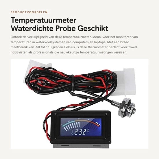 Termometro Acqua-Resistente - Misuratore di Temperatura per Computer - Termometro per Laptop - Termometro con Sonde - Termometro - Raggio di Temperatura - da -50 a 110 gradi