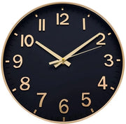 Cronografo Radiocomandato 30 cm Silenzioso, Oro Nero, Decorazione per Parete senza Suono di Giro, Moderno Orologio a Batterie per Casa, Cucina, Salotto, Ufficio