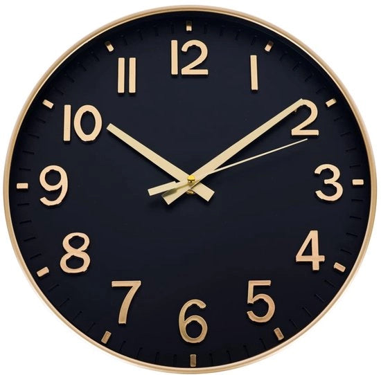 Cronografo Radiocomandato 30 cm Silenzioso, Oro Nero, Decorazione per Parete senza Suono di Giro, Moderno Orologio a Batterie per Casa, Cucina, Salotto, Ufficio