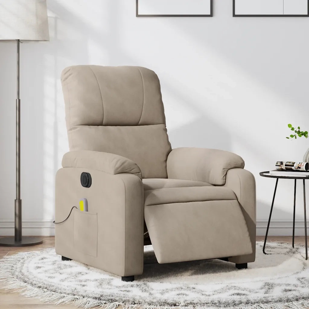 Poltrona Reclinabile Massaggiante | Sedia Relax Elettrica Tortora Microfibra