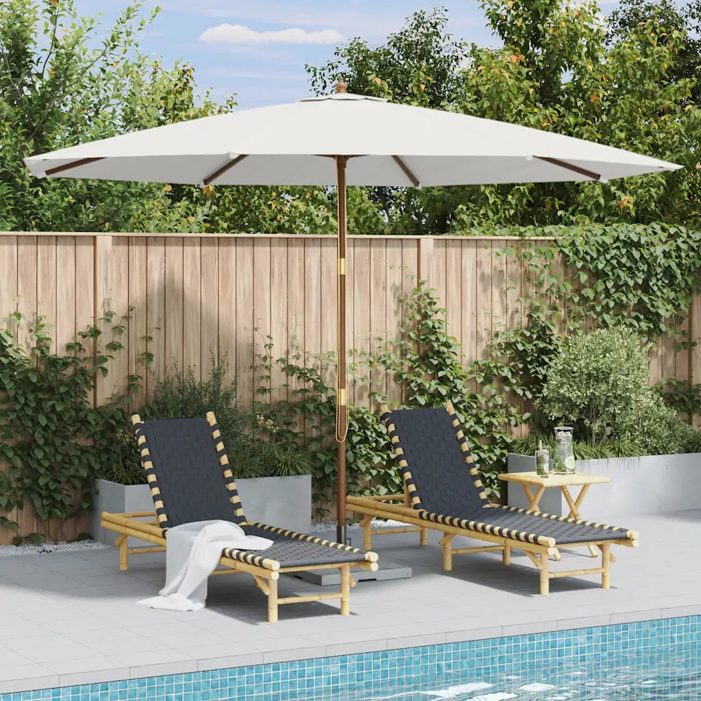 Ombrellone da Esterni-Ombrello da giardino con Palo in Legno 350 cm Bianco Sabbia
