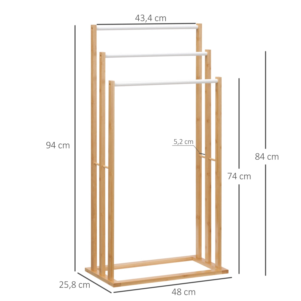 Porta asciugamani a 3 livelli ¨C zephmum ¨C 48x25,8x94 cm in bamb¨´ naturale