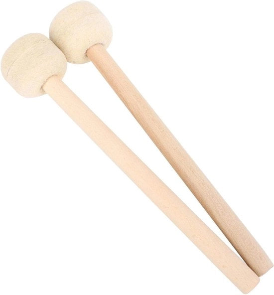 Mazzuoli Premium per Batteria in Legno e Velluto per Batteria Baso - Set da 2 Pezzi - Accessorio per Strumento a Percussione per Esibizioni Musicali