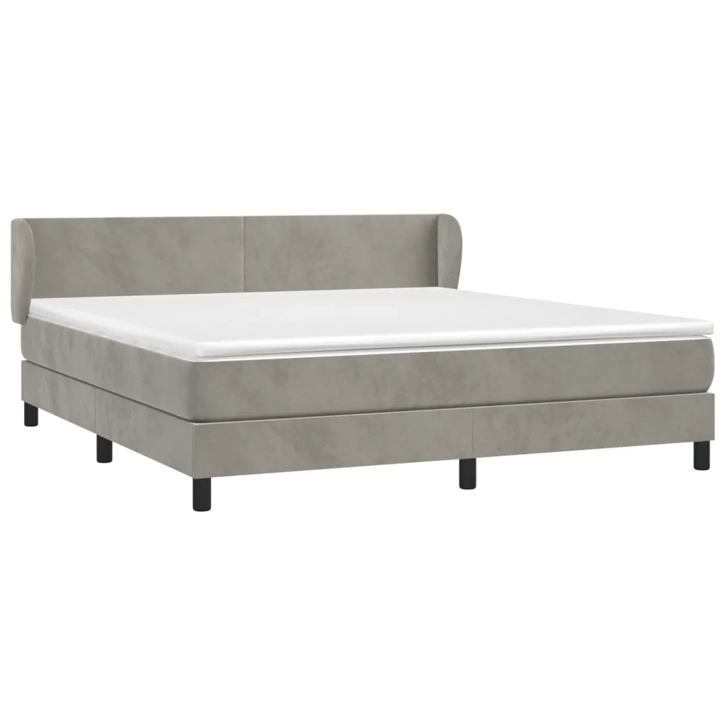 Giroletto a Molle con Materasso Grigio Chiaro 180x200cm Velluto 3127385