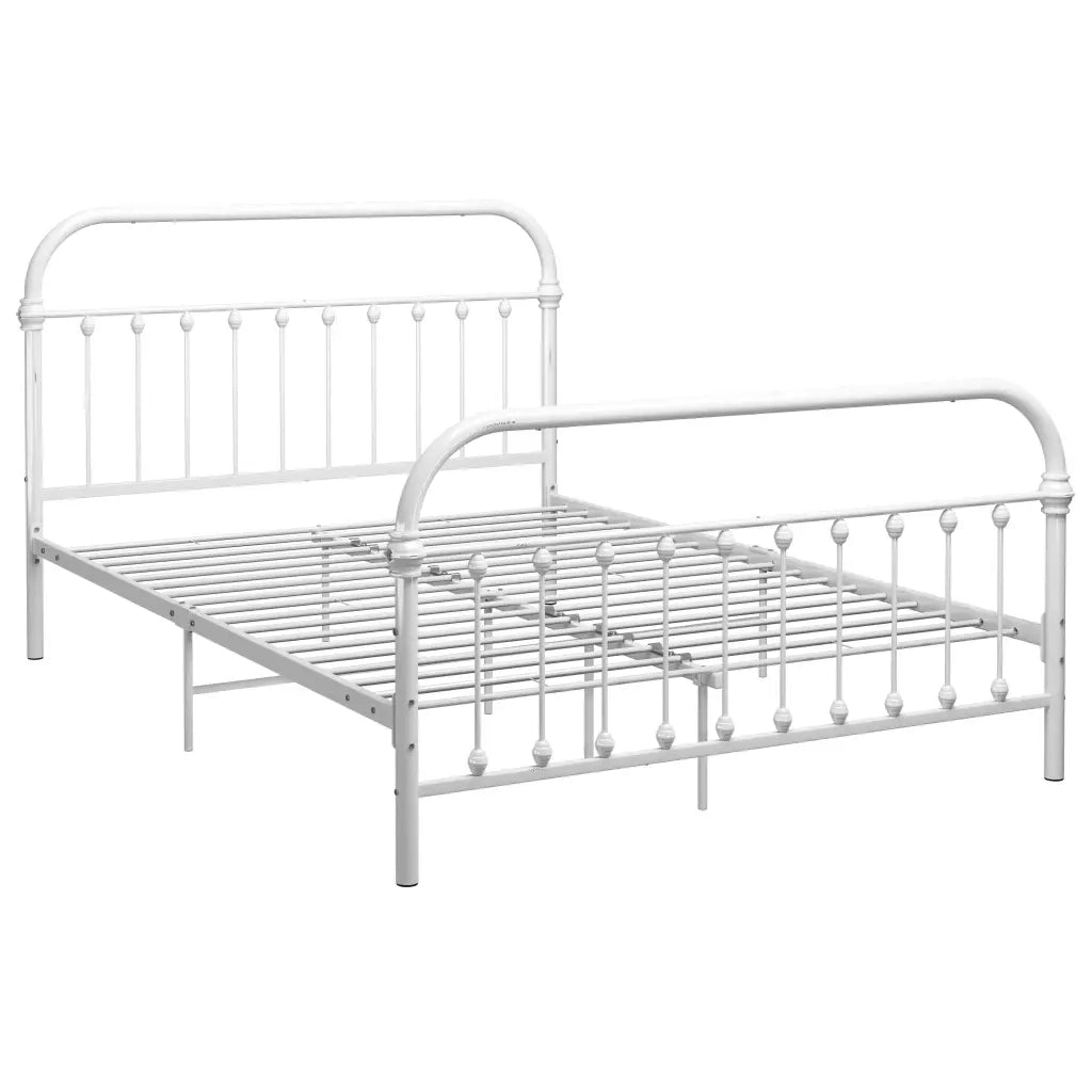 Letto matrimoniale | Letto per adulti | Giroletto Bianco in Metallo 140x200 cm