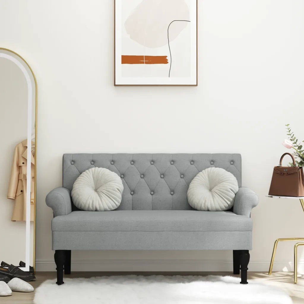Panca con Schienale-Divano Sedia Grigio Chiaro 120x62x75,5 cm in Tessuto