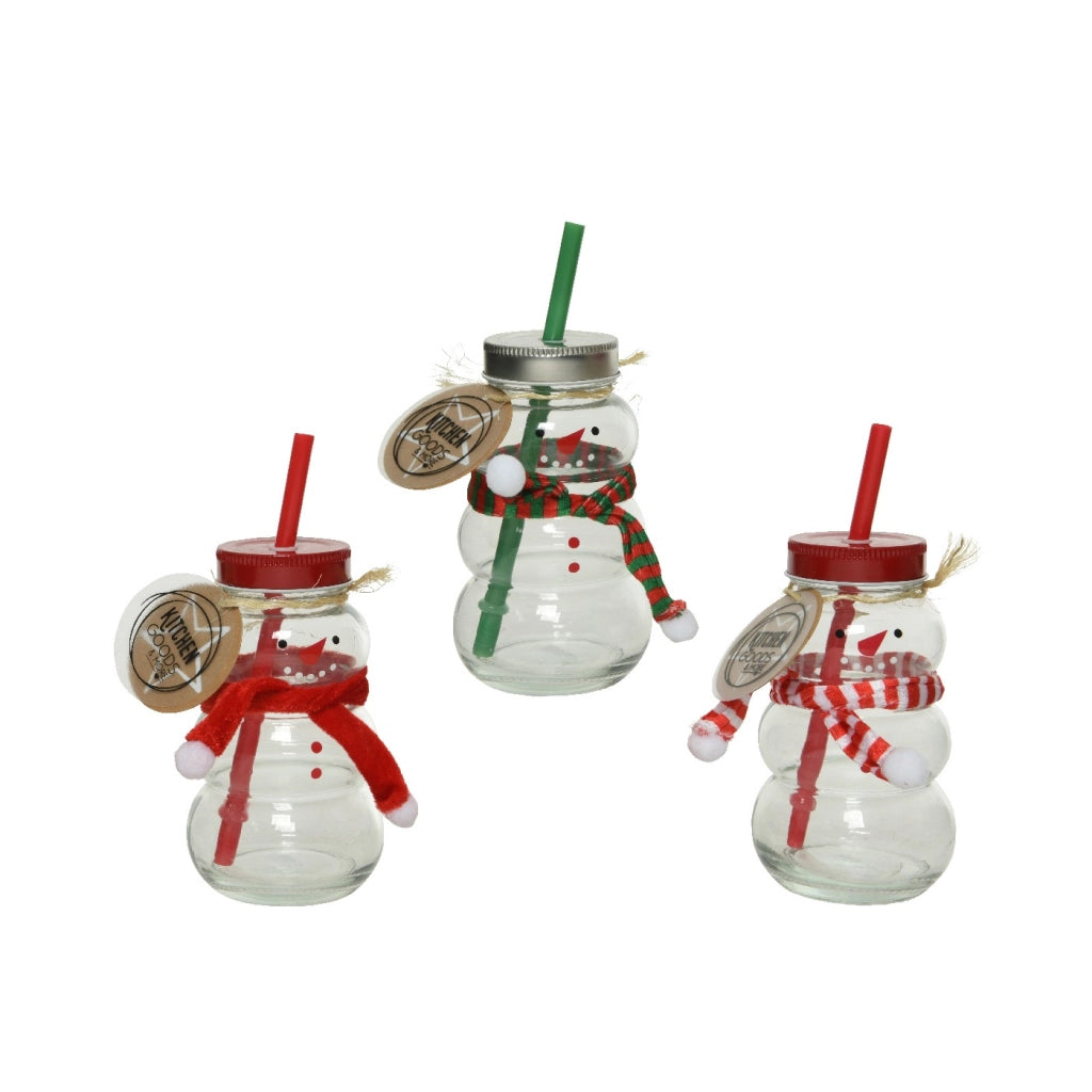Bicchiere Vt pupazzo neve c/cannuccia ass H12,5