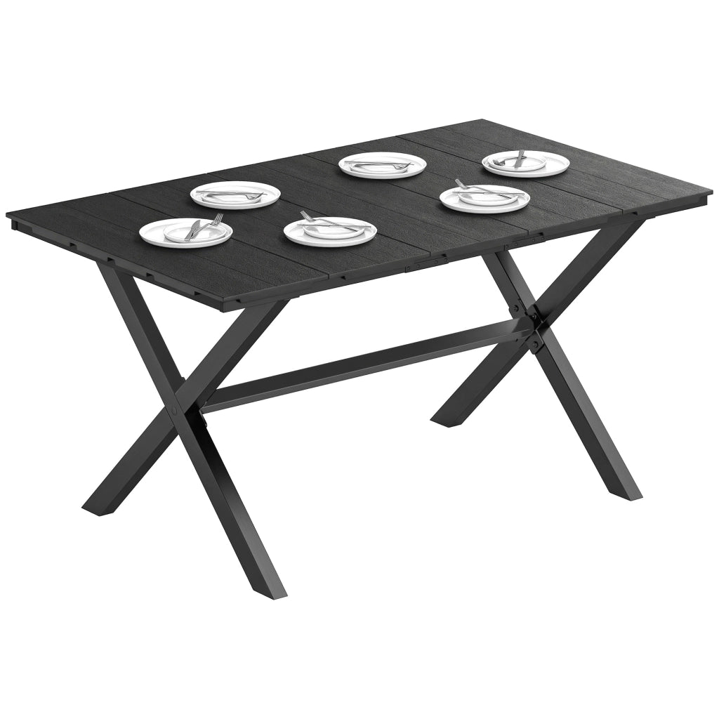 Tavolo da pranzo rettangolare per esterno effetto legno 150x90x74 cm ¨C Xylo ¨C Nero
