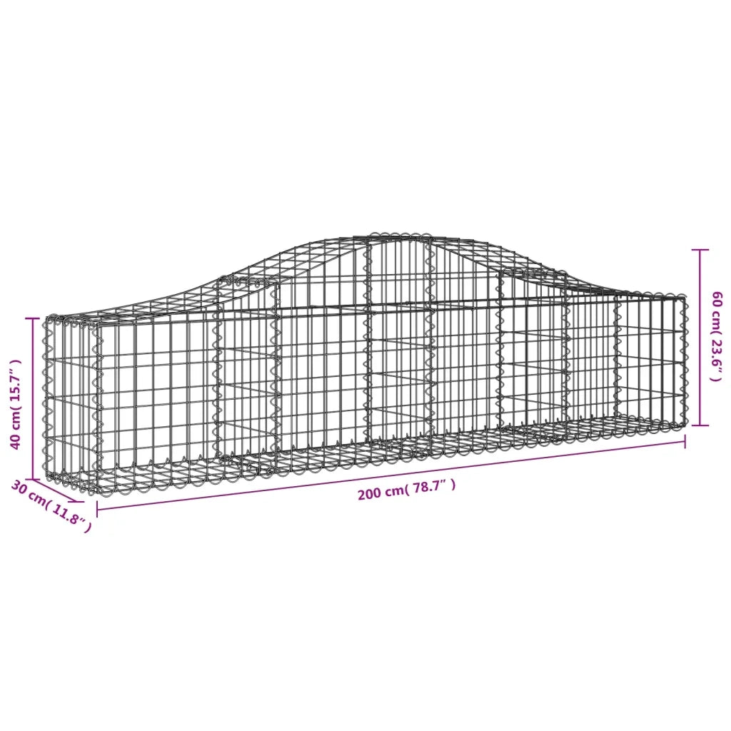 Cesti Gabbioni ad Arco 12 pz 200x30x40/60 cm Ferro Zincato 3145377