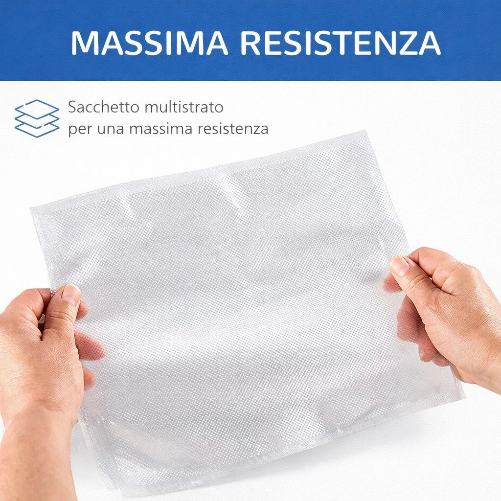 Buste per Sottovuoto Goffrate Alimenti 20x30cm 25 Sacchetti Alimentari BPA 64422