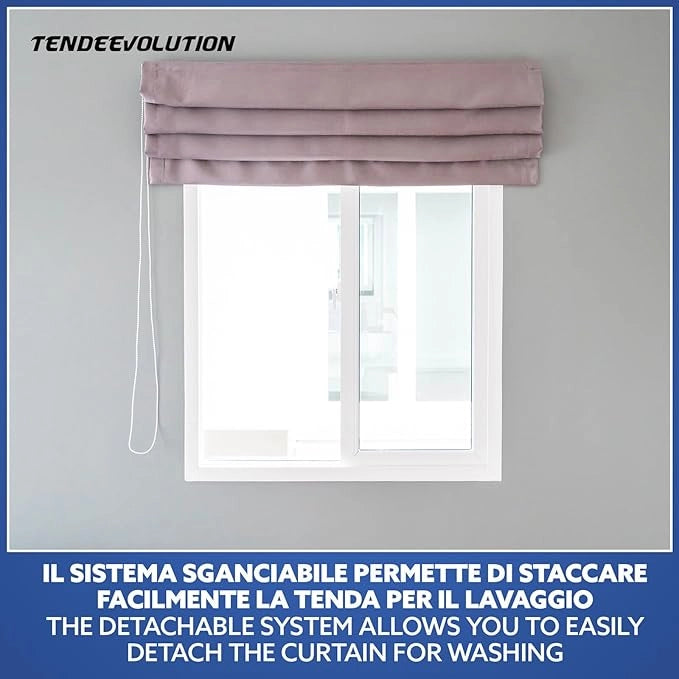 Binario Tenda a Pacchetto 4 Calate con cassone, Bastone Attacco Parete/Soffitto, Binario in Alluminio Bianco Lunghezza 100 CM Comando a sinistra