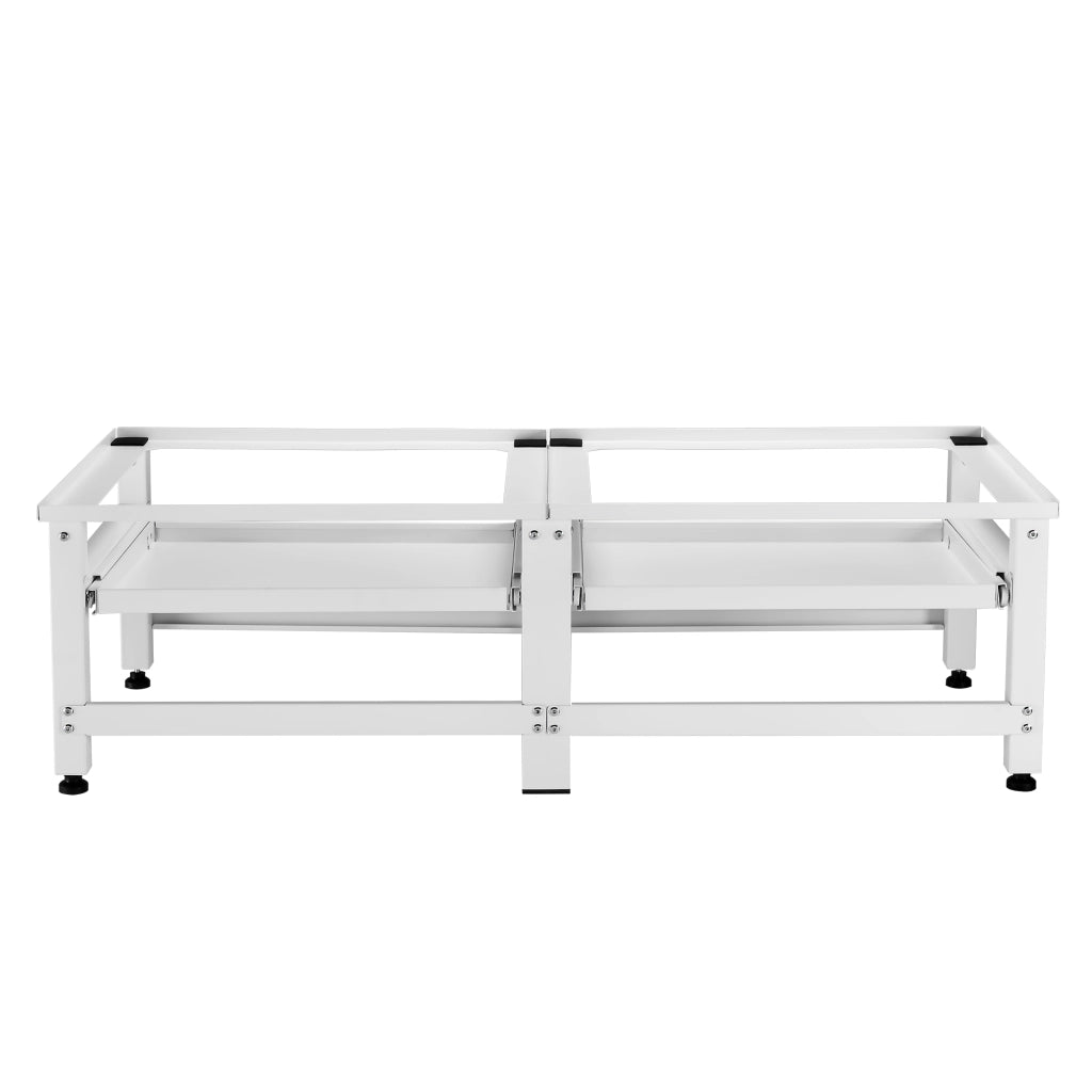 Supporto Doppio Bothel per Lavatrice in Acciaio con Ripiani Estraibili 124 x 54 x 37 cm - Bianco [en.casa]