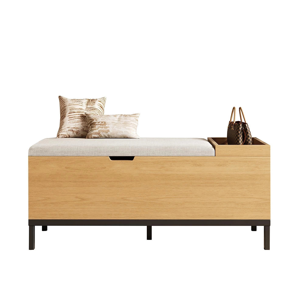 Panca Ingresso 115x49.5x40cm - Xylo - con Seduta e Contenitore, Colore Naturale