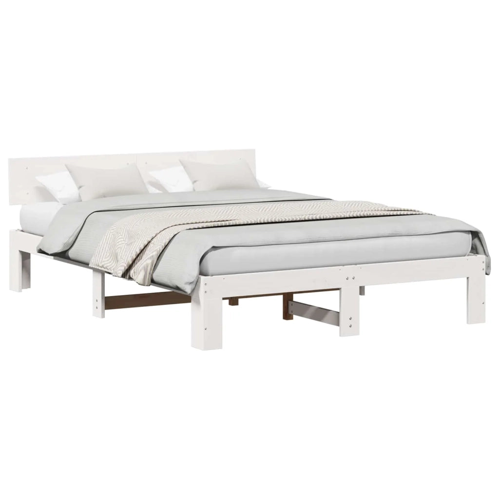 Struttura del letto-Giroletto-Rete del Letto Bianco 160 x 200 cm Pino massello 847789