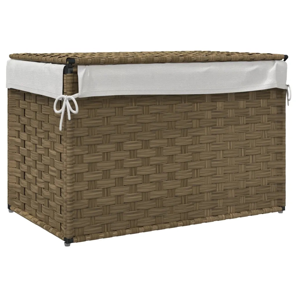 Cesto Portabiancheria con Coperchio 55,5x35x34 cm Polyrattan CFW8118783
