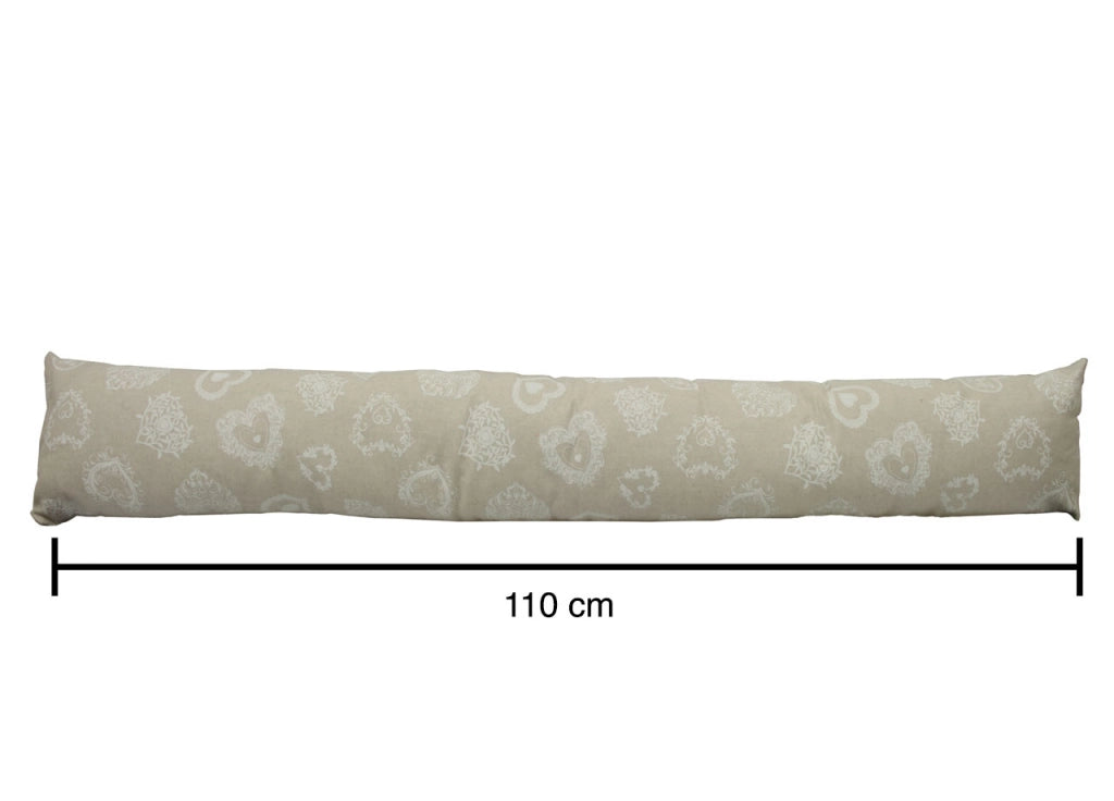 Paraspiffero Decorativo Salsicciotto Porta Finestra Sfoderabile Cuore Bianco 110cm