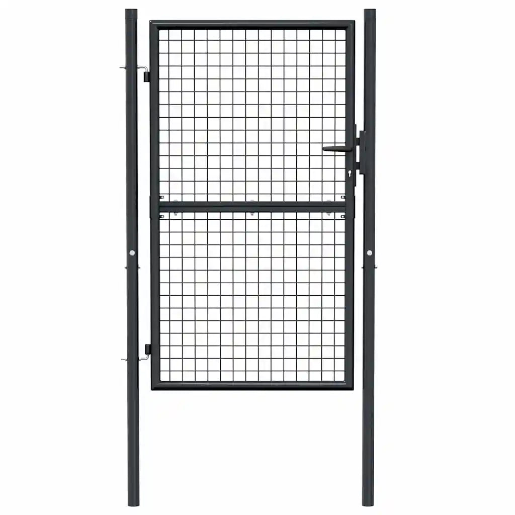 Cancello da Giardino in Rete di Acciaio Zincato 100x150 cm Grigio 145773