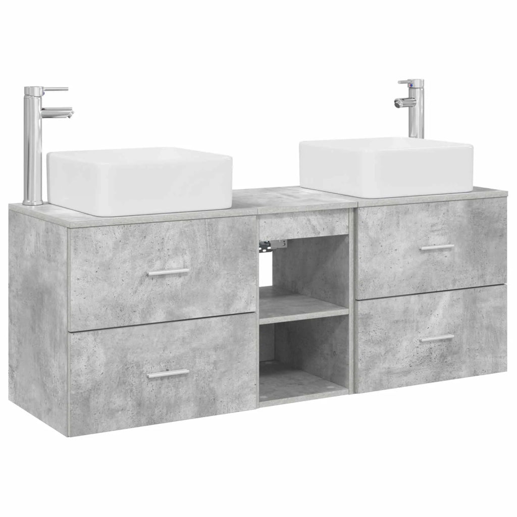 Set di Armadi da Bagno 3 pz Grigio Cemento 49,5 x 41 x 63 cm 3405822
