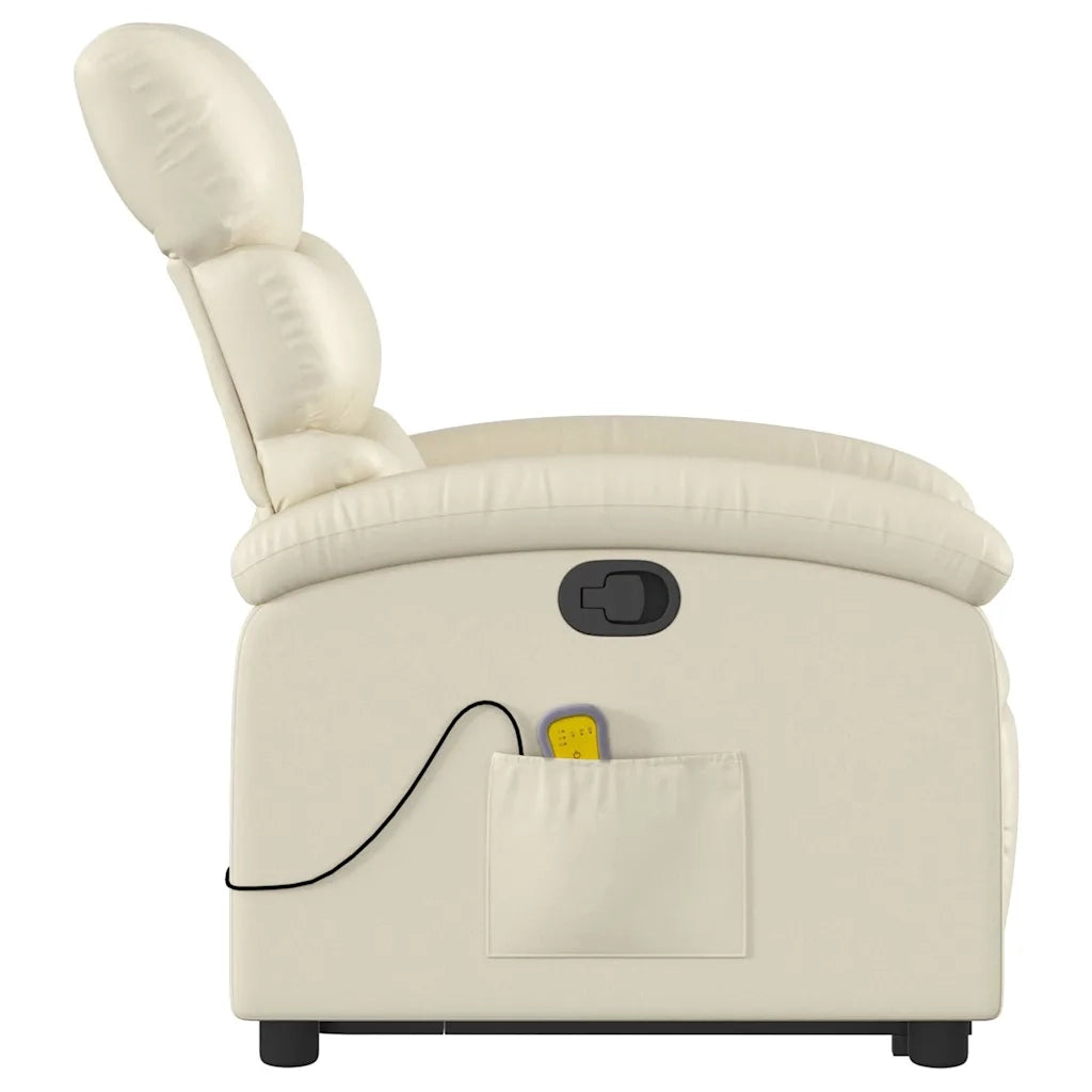 Poltrona | Sedia Relax Alzapersona Reclinabile Massaggio Crema Similpelle