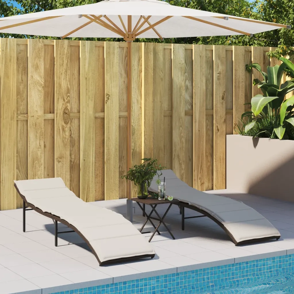 Lettini Prendisole 2 pz con Cuscini Marrone in Polyrattan 3277302