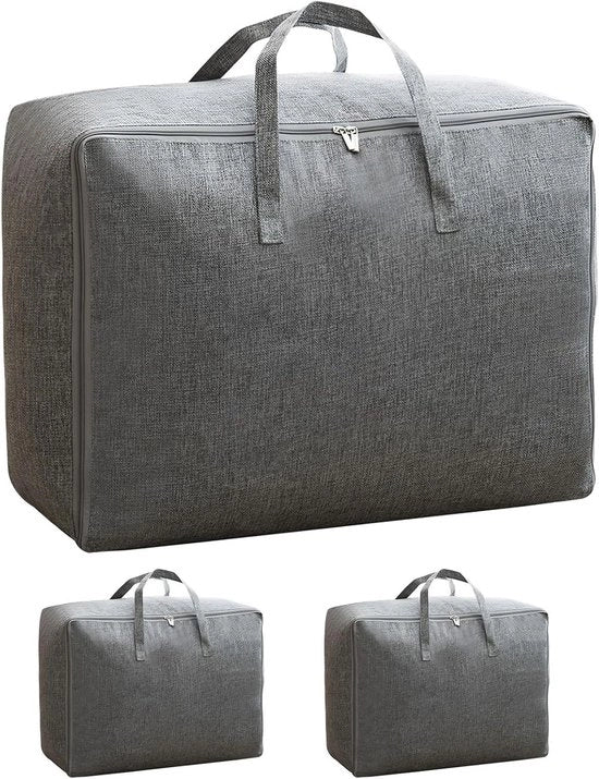 Set di 3 opbergtassen per letto - Grande formato 80 litri - Con chiusura a raccordo e maniglie - 60 x 50 x 26 cm - Ripiegabile - Contenitore per sottoscala - Set di 3 pezzi