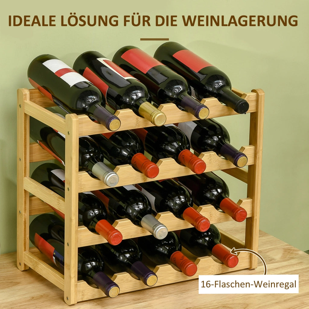 Scaffale per Vino in Bamb¨´ 4 Ripiani ¨C Minimal ¨C 43x23.5x38 Naturale