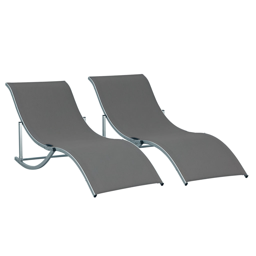 Set 2 Lettini Prendisole Pieghevoli ¨C Xylo ¨C Alluminio Textilene Antracite Giardino Esterno