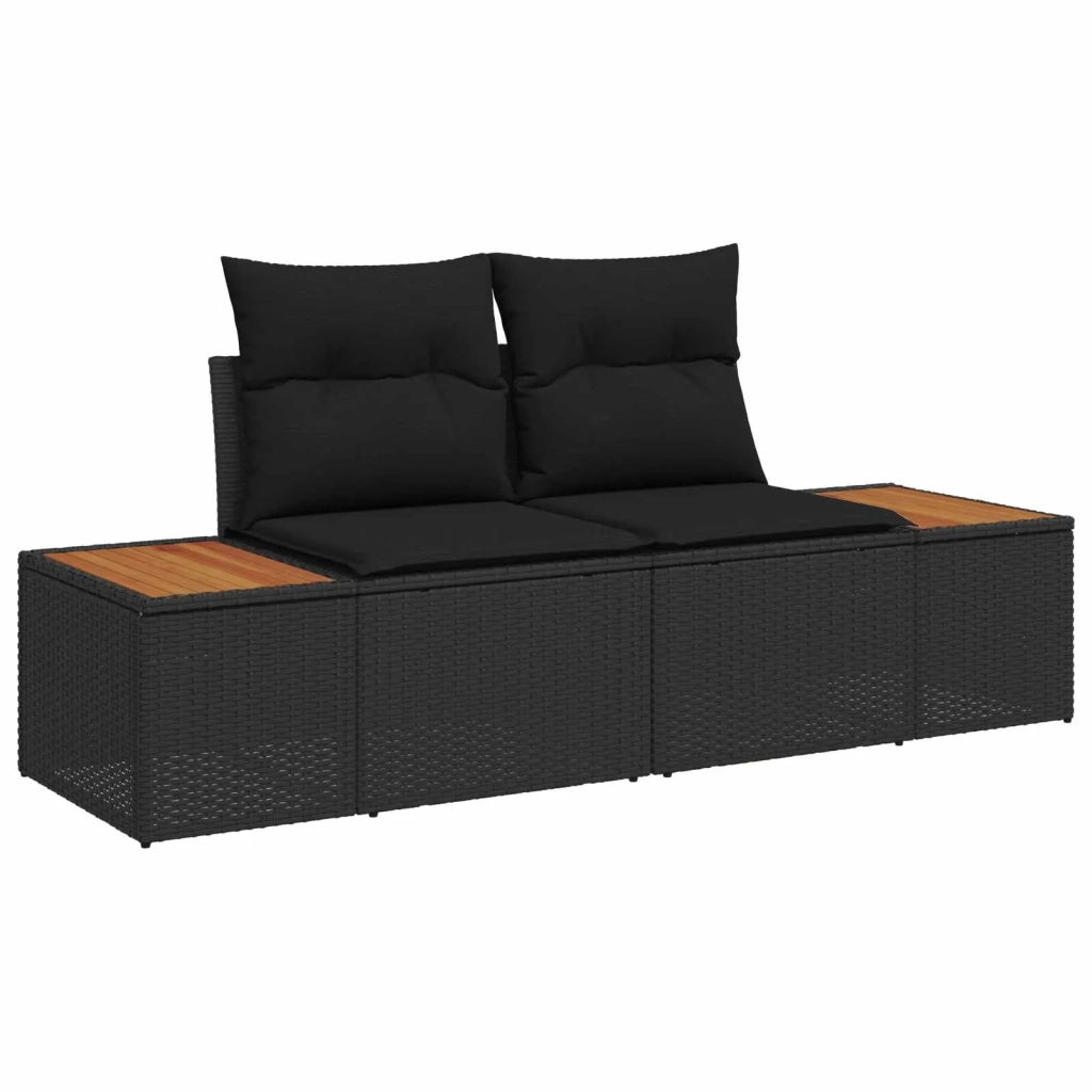 Set Divano da Giardino con cuscino 5 pcs Nero Polyrattan