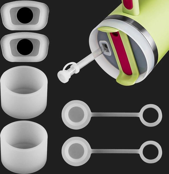 Set di Stopper in Silicone 2 pezzi, Resistenti alle Morsure, per Stanley Cup Accessori 2.0 40oz/30oz, Kit di Sigillatura Lekvrija (2 Copertura a Stro, 2 Stopper Quadrato per Spillo e 2 Stopper a Disco)