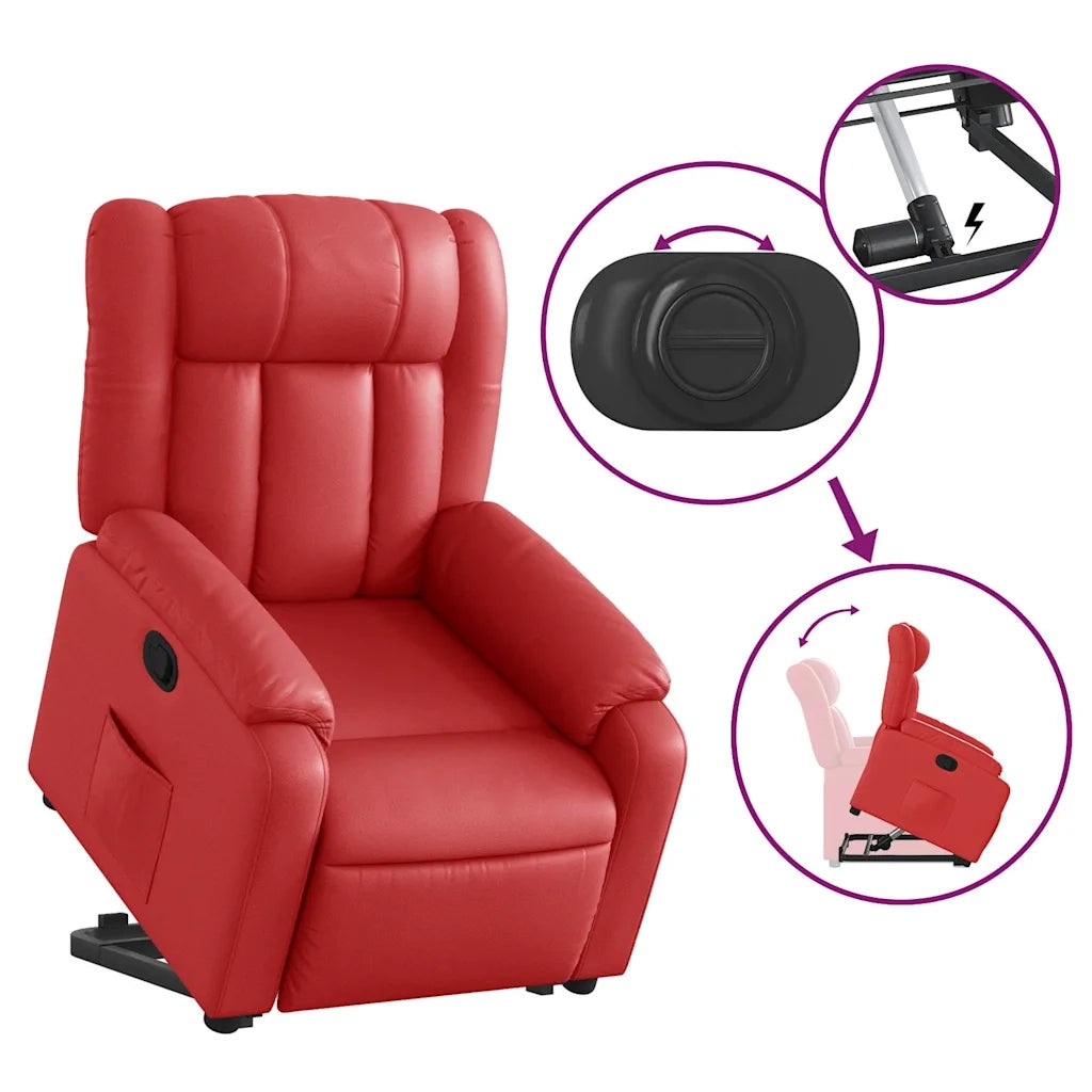 Poltrona Alzapersona Reclinabile Rosso in Similpelle 3205269