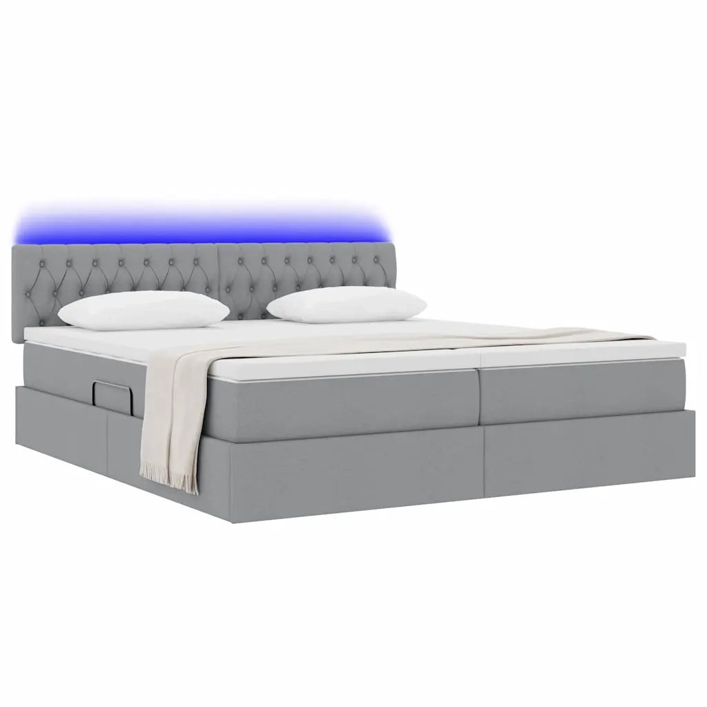 Letto con testiera Grigio chiaro 180 x 200 cm Tessuto