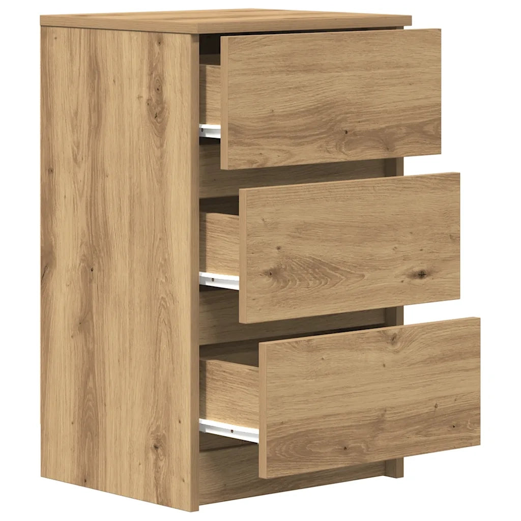 Comodino con 3 Cassetti Rovere Artigianale 39x35x65 cm 861353