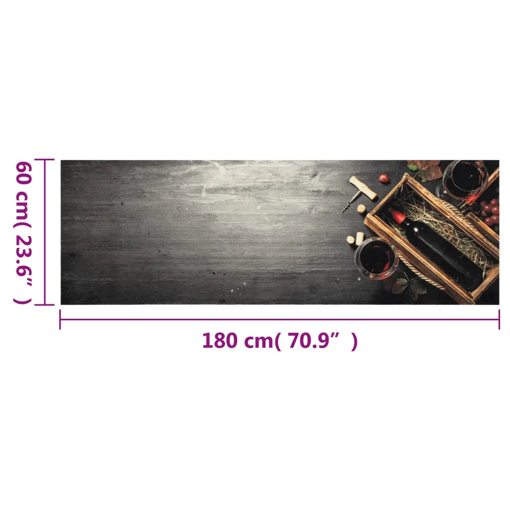 Tappeto da Cucina Lavabile-Tappetino da Cucina Bottiglia Vino 60x180 cm in Velluto