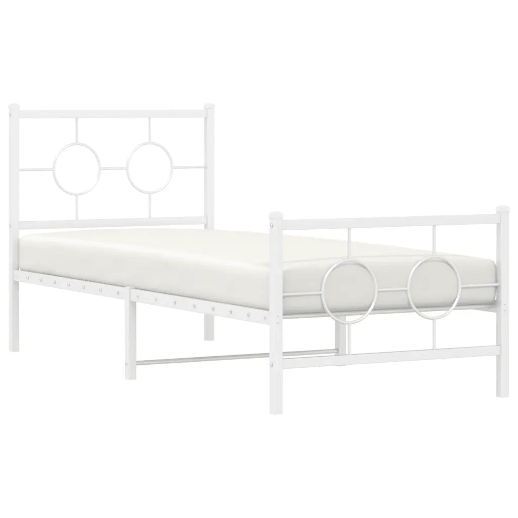 Giroletto con Testiera e Pediera Metallo Bianco 80x200 cm 376284