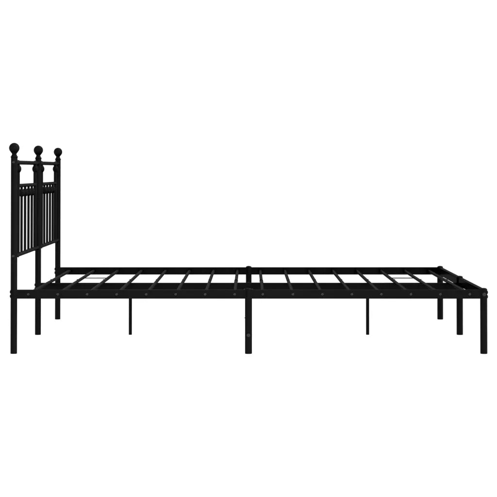 Letto matrimoniale | Letto per adulti | Giroletto con Testiera in Metallo Nero 160x200 cm