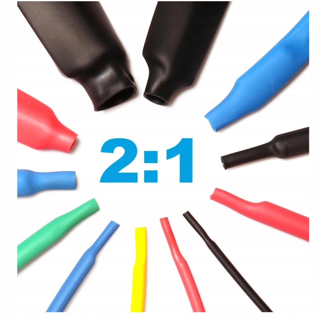 Set di Tubetti Termorestringenti Rosfix – 850 Pezzi, 12 Specifiche, 5 Colori | Poliolefina, Diametro 1-14mm
