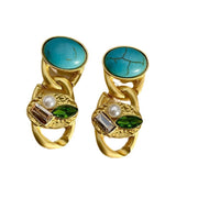 Collana vintage con perline di cristallo turchese