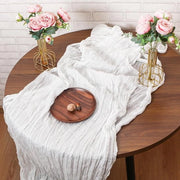 Set di tovaglioli per tavola in gaas stoffato boho rustico semi-trasparente verde salvia 90 x 300 cm - set da 4 pezzi