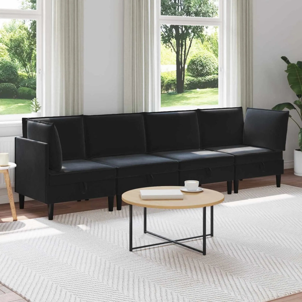 Set di mobili per il soggiorno con cuscino 4 pcs Nero Velluto 3413754