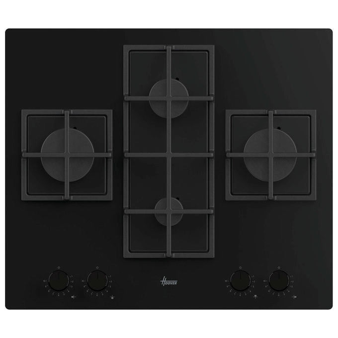 Hoover Piano Cottura Gas 60 cm 4 Fuochi Nero da Incasso H-HOB 500 GAS HVG6DC5B