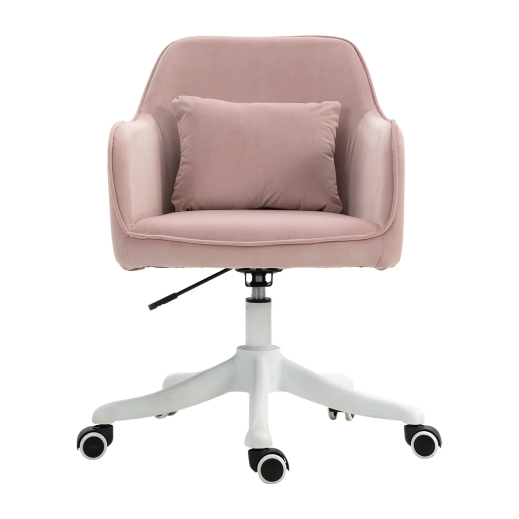 Sedia da ufficio ergonomica con massaggio a vibrazione USB e altezza regolabile in velluto rosa