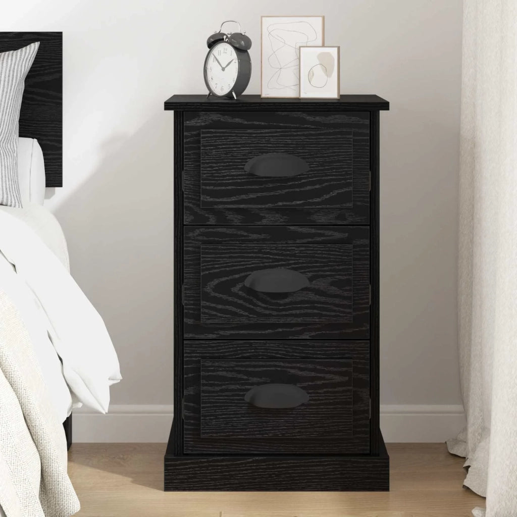 Armadio da Notte con cassetto Rovere Nero 39 x 39 x 67,5 cm 881342