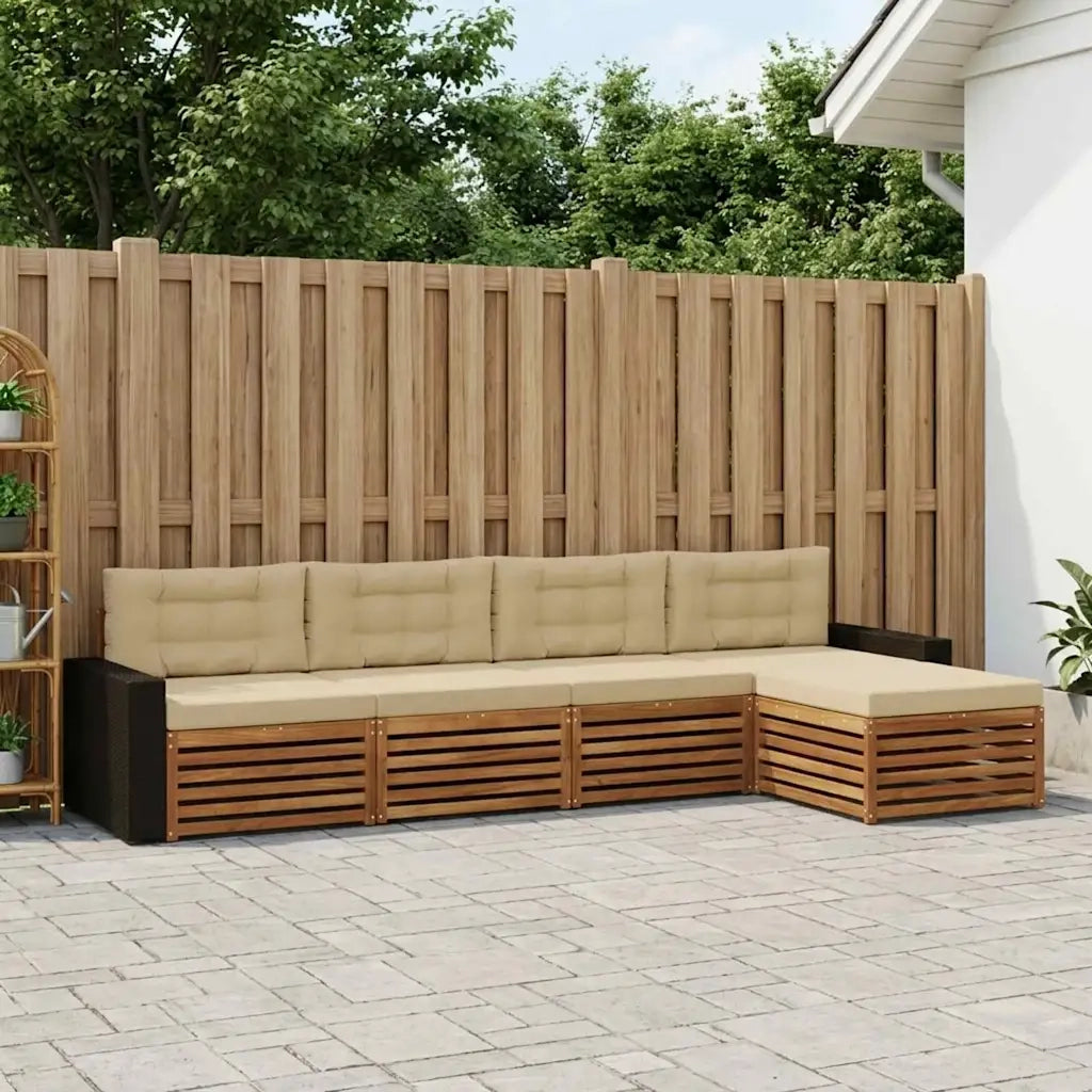 Set di divani da esterno 5 pcs Naturale e Beige Poliestere 3383246